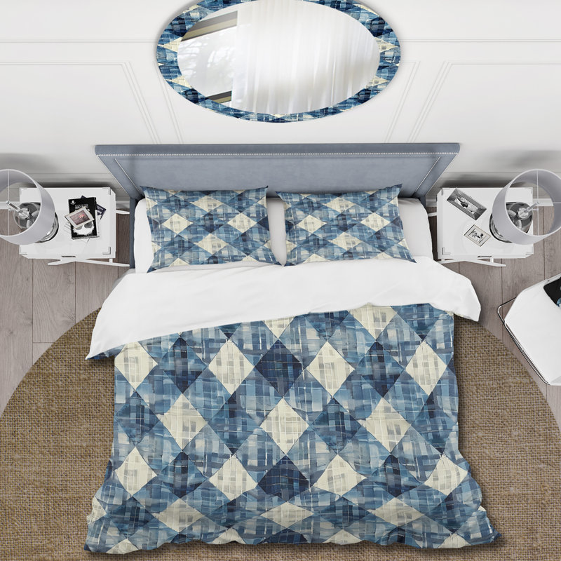 Ensemble de housse de couette Mid-Century Gingham I - Mid-Century, Housse de couette très grand + 2 taies décorativ