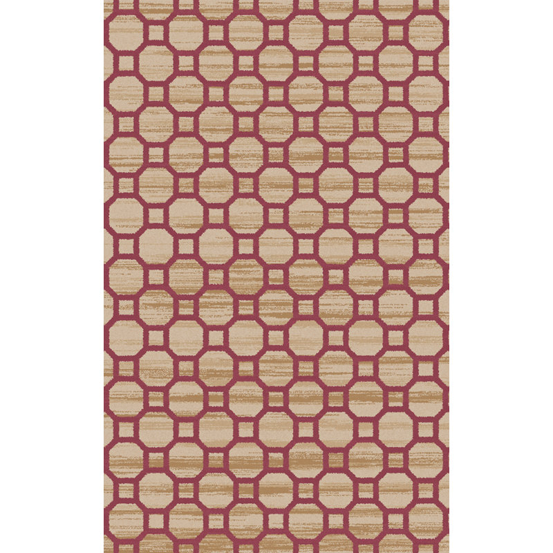 Tapis rose / beige tissé à la main Brentford, Rectangle 2 pi x 3 pi