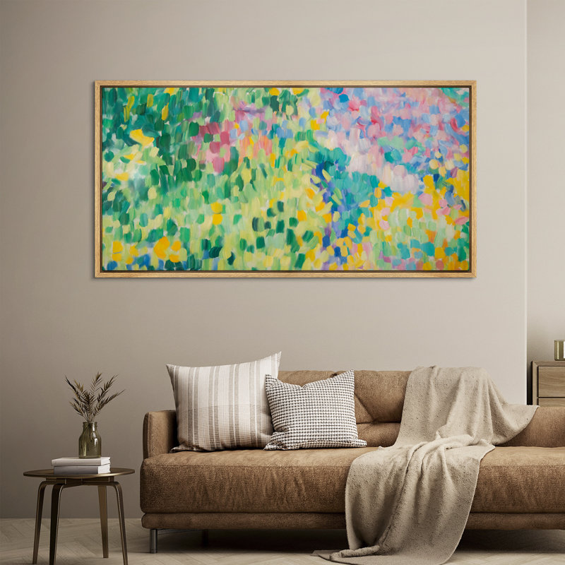 Multicolore floral vibrant coloré abstrait jardin, H 30 po x l 60 po, Naturel