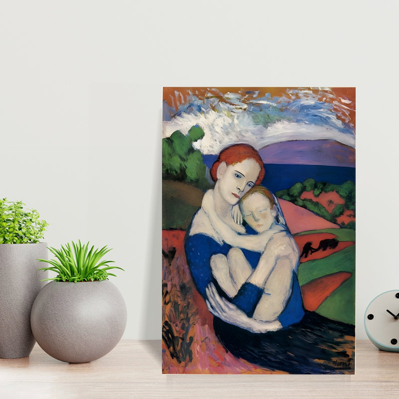 Mother'S Tender Embrace Colorful Peaceful Serene Landscape Nature Wall Art Print by Mathieu - Wrapped Canvas Print