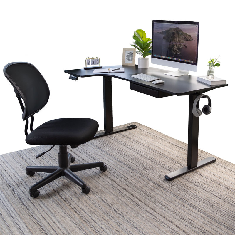 Mount-it! L-shaped Desk, Height Adjustment From 28.3" To 47.2",3 Memory Settings, Solid Steel Frame