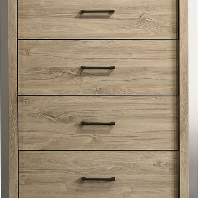 Commode 4 tiroirs avec poignées en métal