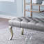 Banc capitonné en tissu avec garniture cloutée-1406920785