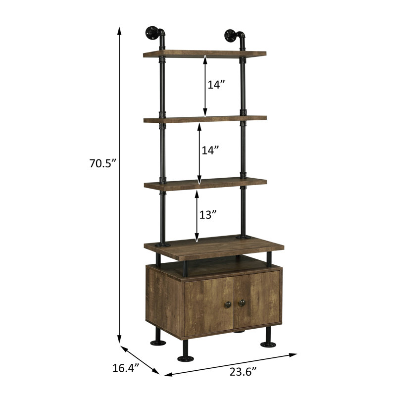 TV Stand Side Pier, Rustic Oak  & Black Finish