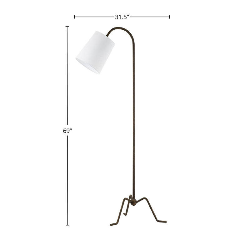 Lampe sur pied 69 po Trapeza avec abat-jour en tissu, finition noire rustique