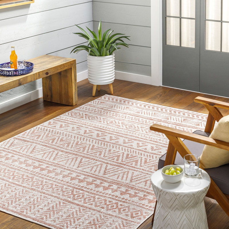 Outdoor Boho Rug Pink/Ivory_EAG2430, Rectangle 200 x 275cm