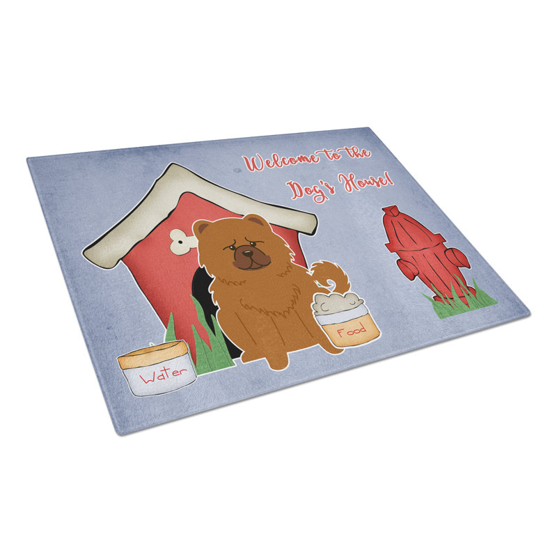 Caroline's Treasures Dog House Glass Chow Chow Cutting Board, Red
