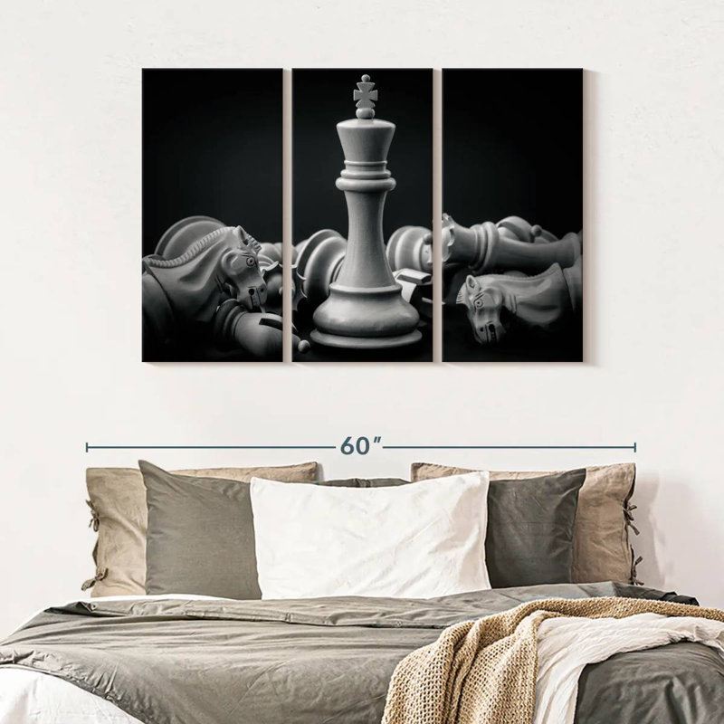 Chess King - ensemble de 3 toiles tendues, H 32 po x l 50 po x P 1,25 po