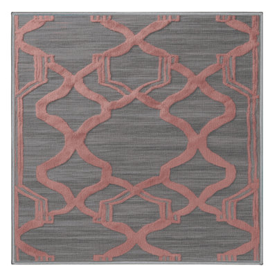 Machine Washable Trellis Gray Area Rug