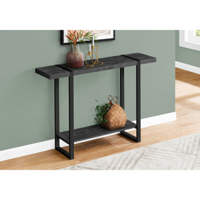 Table d'appoint, console, vestibule, étroit, canapé, salon, chambre à coucher, stratifié noir, métal noir, contemporain, moderne