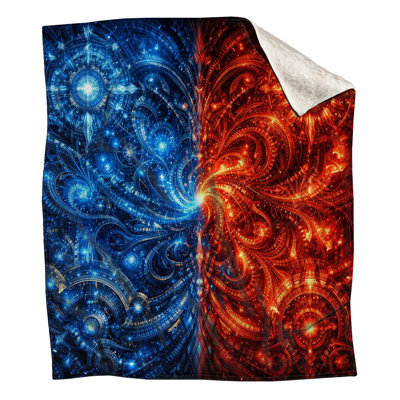 Blue Red Fractal Design Blankets