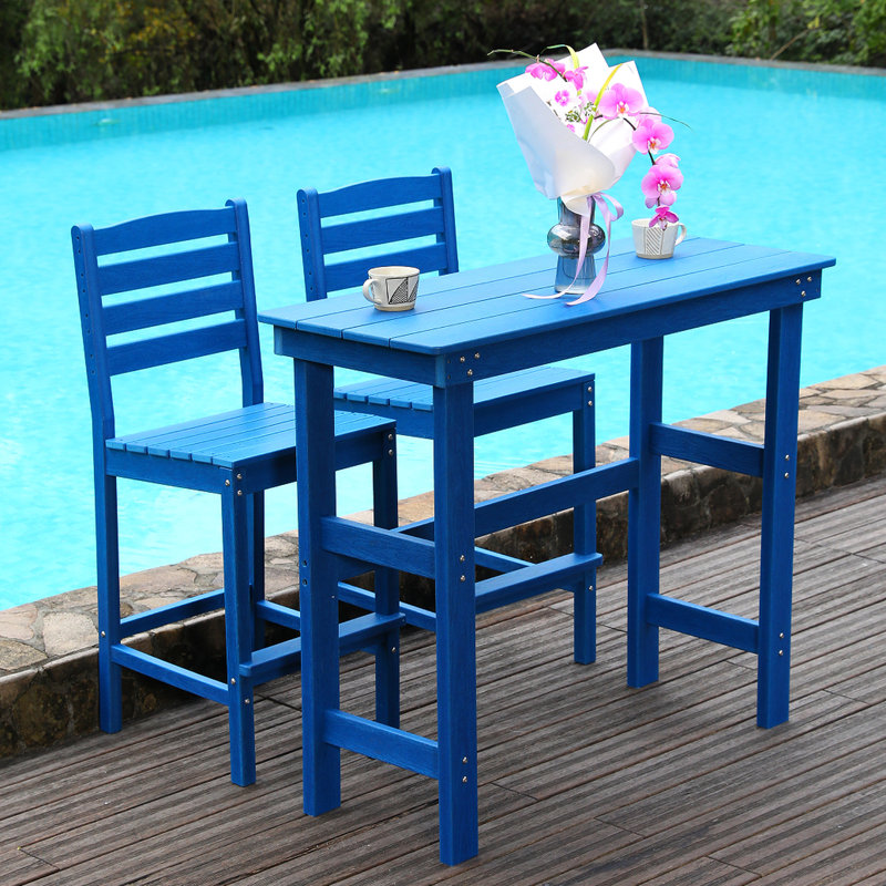 Tabourets de bar bleu marine pour le jardin extérieur, sièges pour 2 personnes American Design,, intempéries, séchage rapide, assemblage sans tracas, ensemble de conversation, bleu, imperméable, entretien