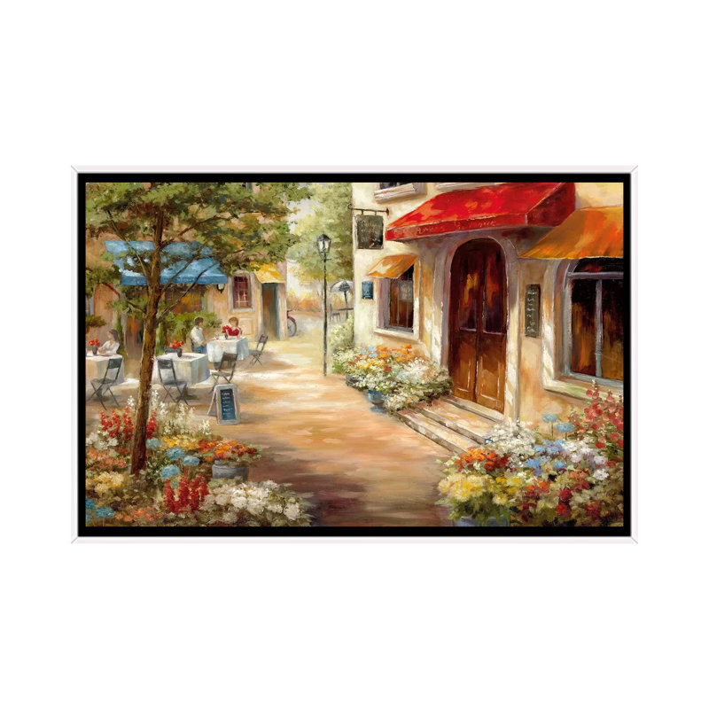 "Café afternoon III" par Nan, reproduction d’art, H 18 po x l 26 po x P 1,5 po, Toile blanche encadrée, Pas de tapis