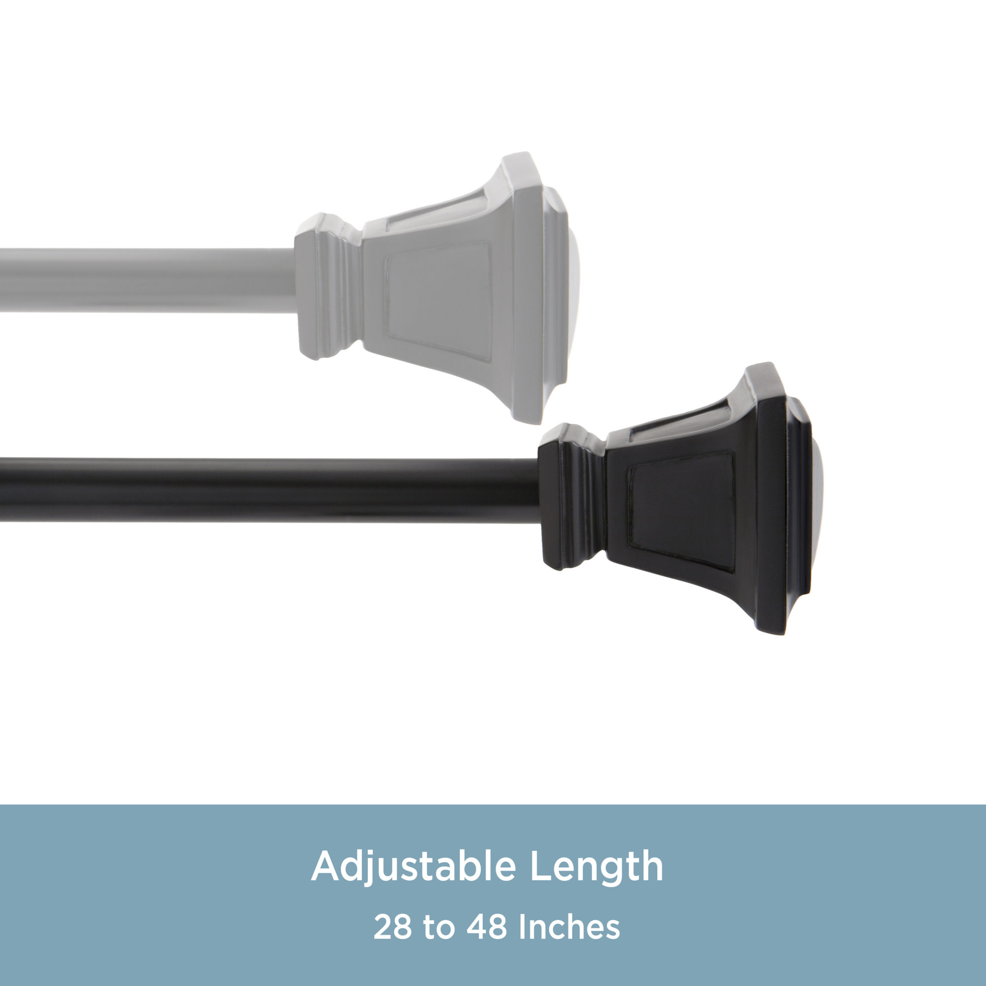 Richmond Adjustable 0.63" Single Curtain Rod, Matte Black, 28" - 48"