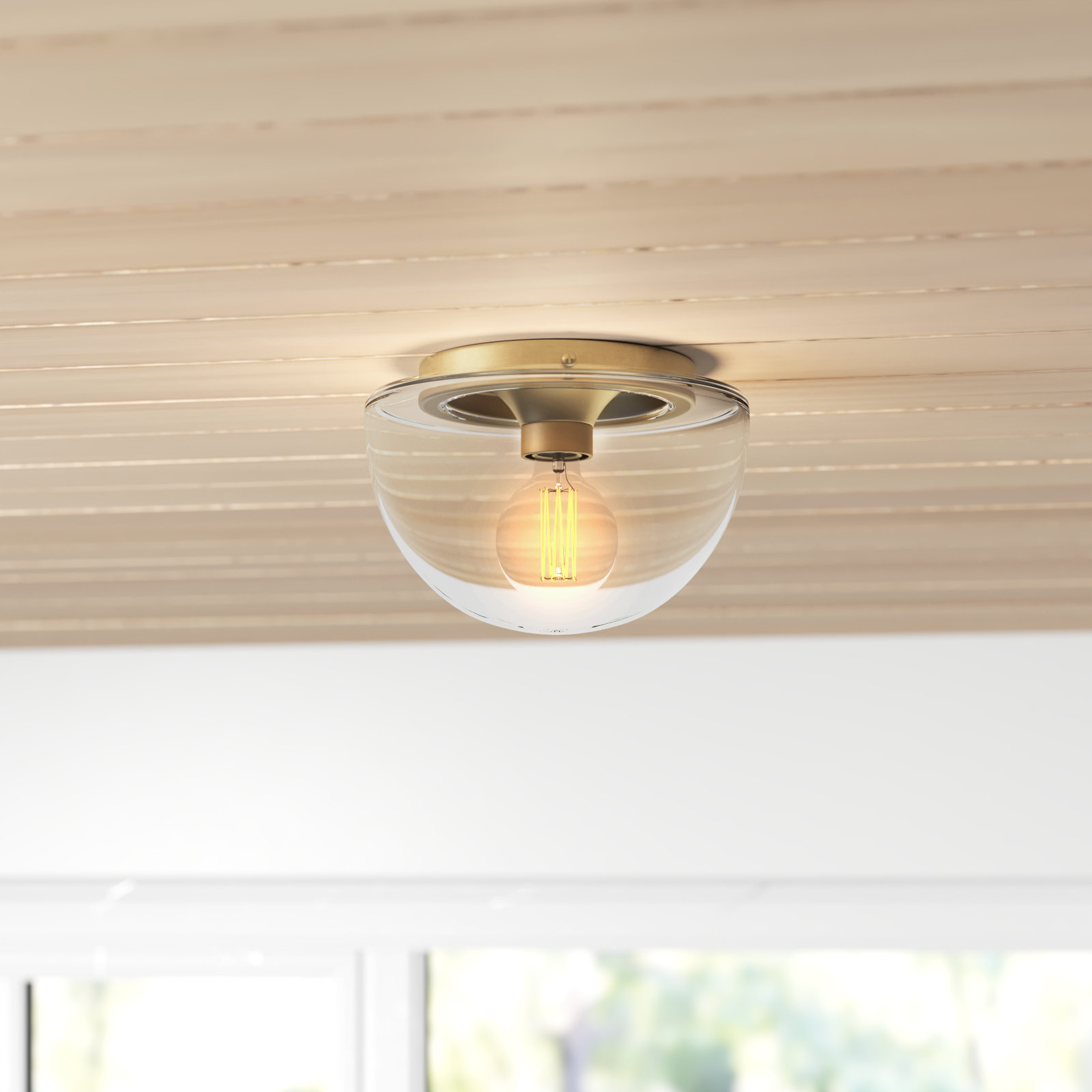 Alexi Single Light Flush Mount, Aged Brass, 7" H x 10" W x 10" D