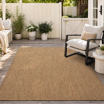 Tapis intérieur / extérieur beige / brun minimaliste résistant aux rayons UV