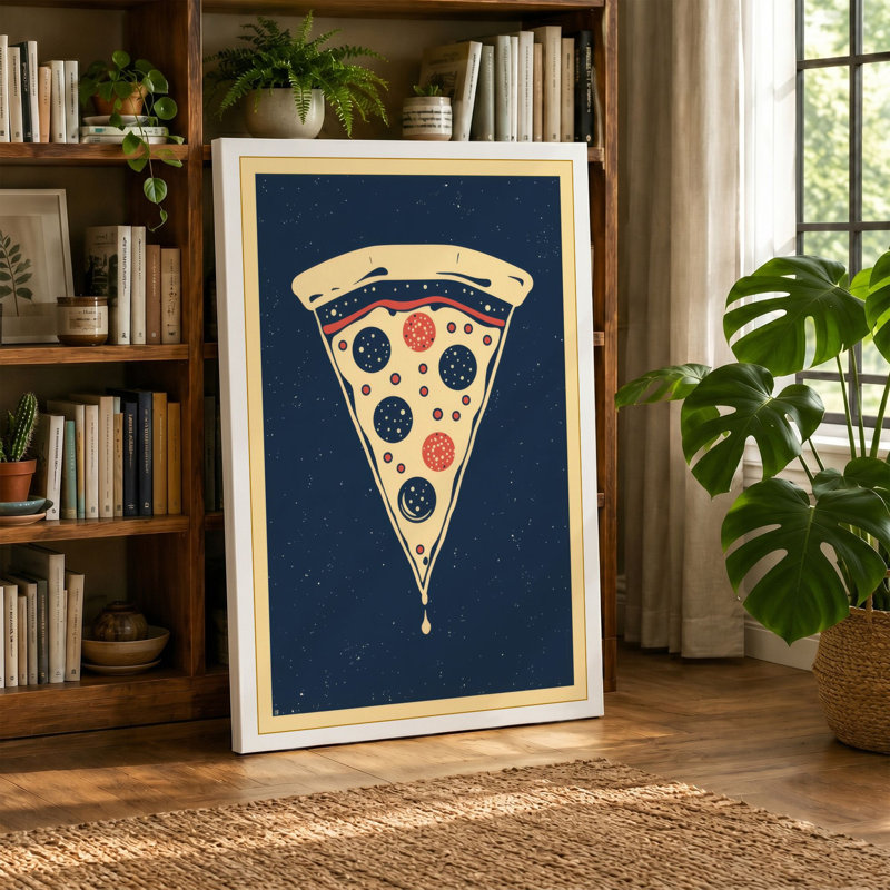 Slice of Midnight Retro 1 Piece Wrapped Canvas Wall Art, 36x24 - 91.4 x 61.0 cm, Cream Border
