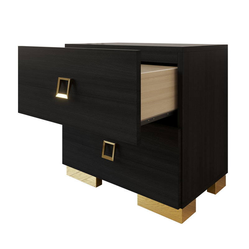 Titian Manufactured Wood Nightstand, Black, 1