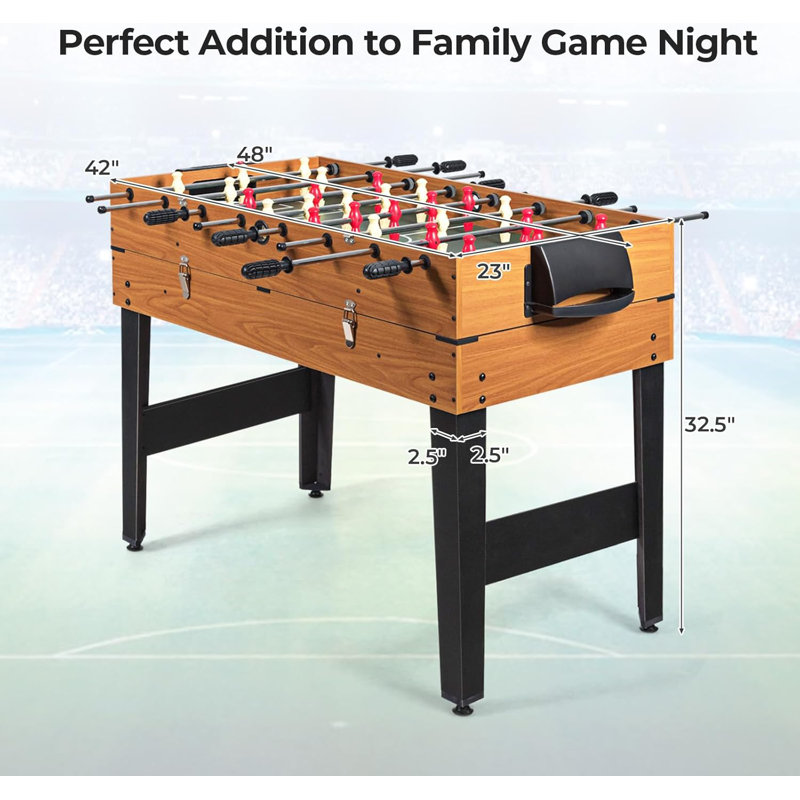 48'' 3-in-1 Wood Multi-Game Table with Foosball, Hockey, and Billiards