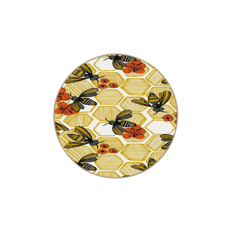 Tapis jaune hexagonal lavable à la machine, Carré 4 pi 11 po