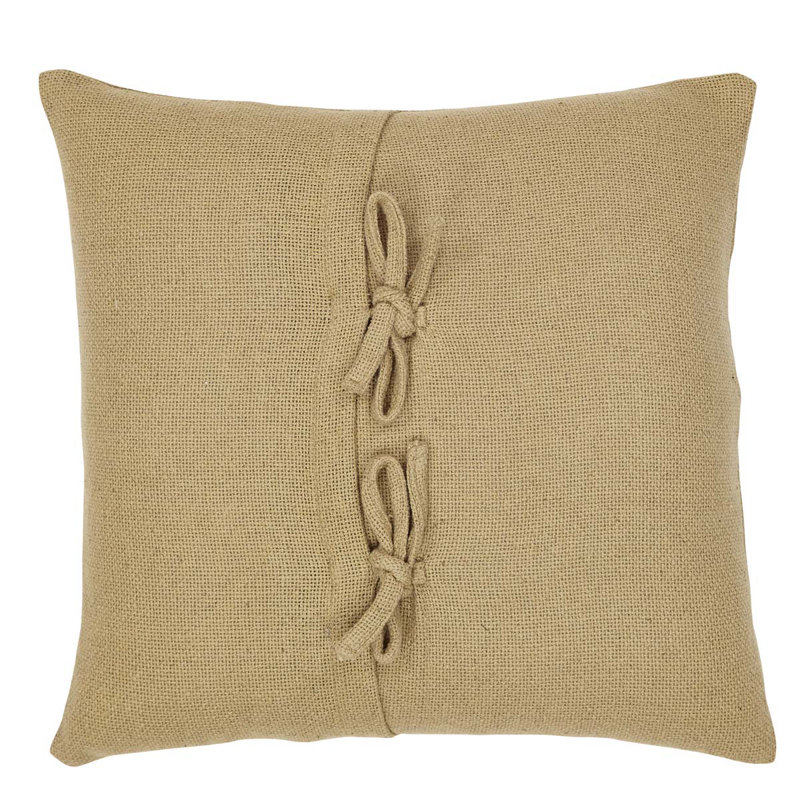 16" Tan Burlap Cotton Star Applique Pillow Set