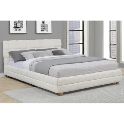 Grand lit plateforme Modern Modern, structure de lit rembourrée en tissu polaire doux