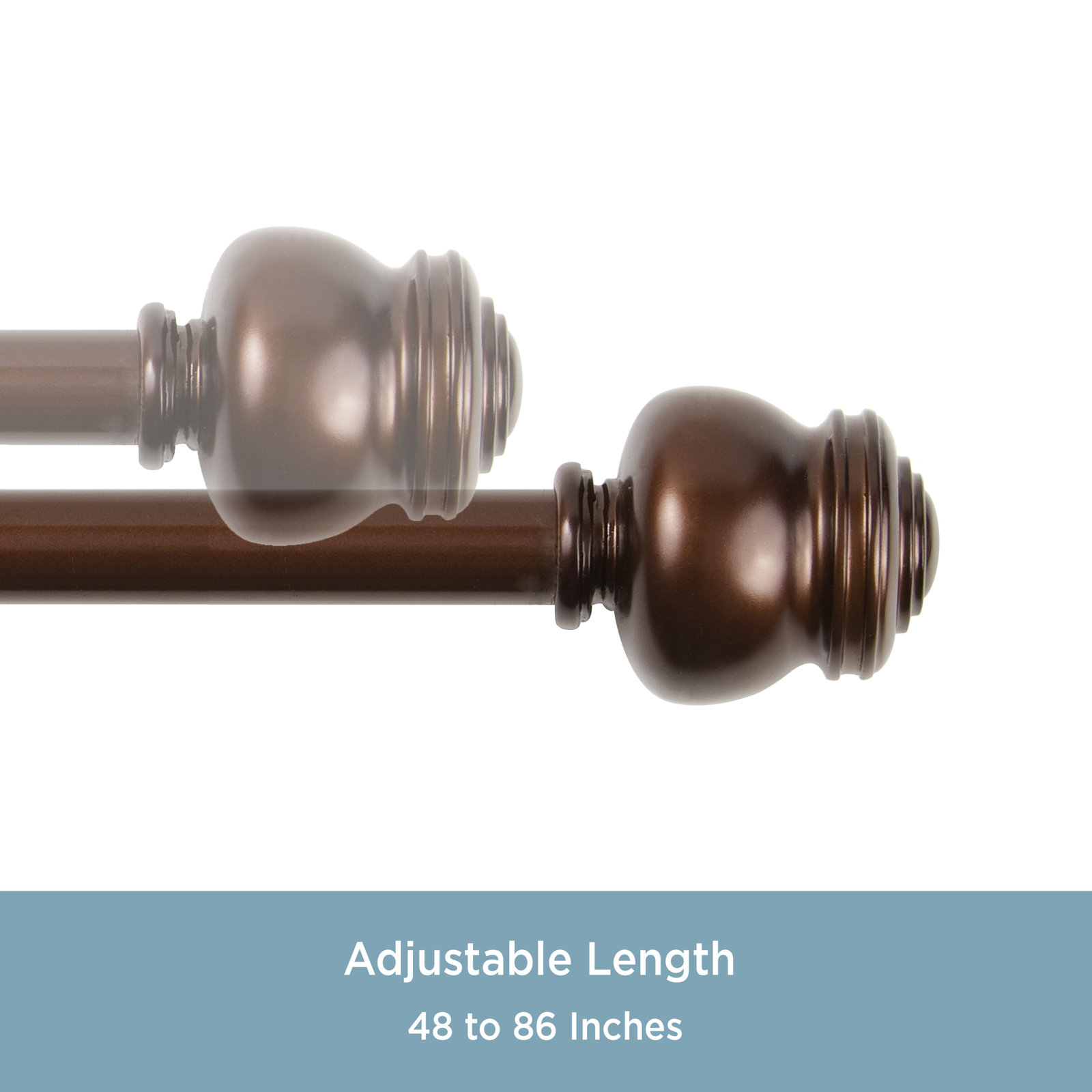 Lowri Glendale Curtain Rod, 48'' - 86'', Cocoa