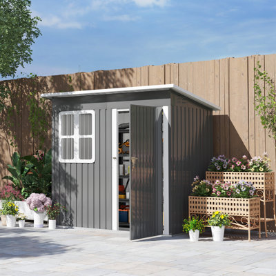Outsunny 7 x 4ft Storage Shed, Galvanised Steel Garden Shed
