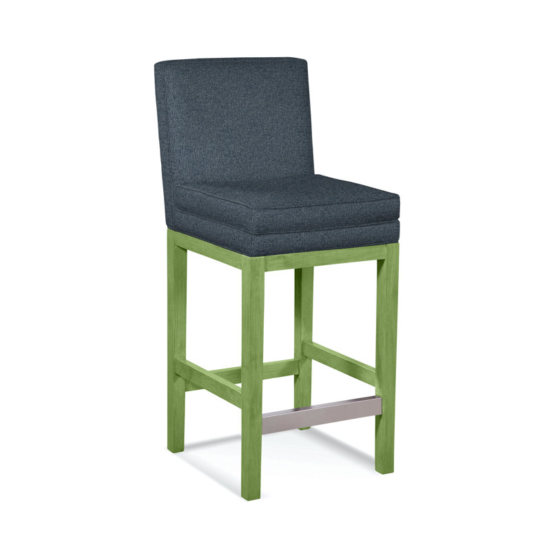 Upholstered Stool, Basic Blue; 0317-63, Nickel Finish