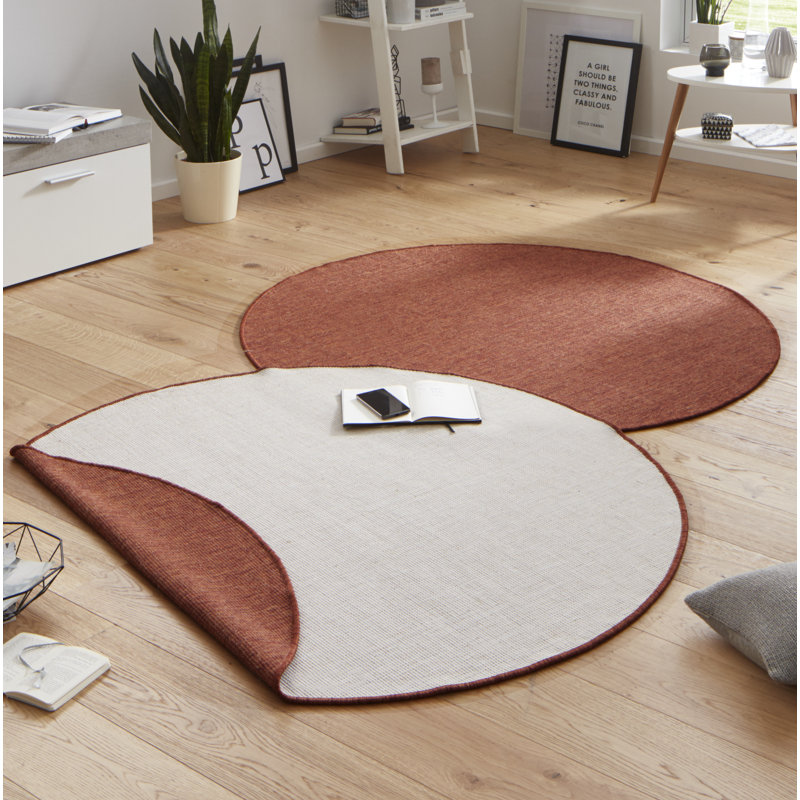 Miami Flatweave Orange Rug, Round 200cm