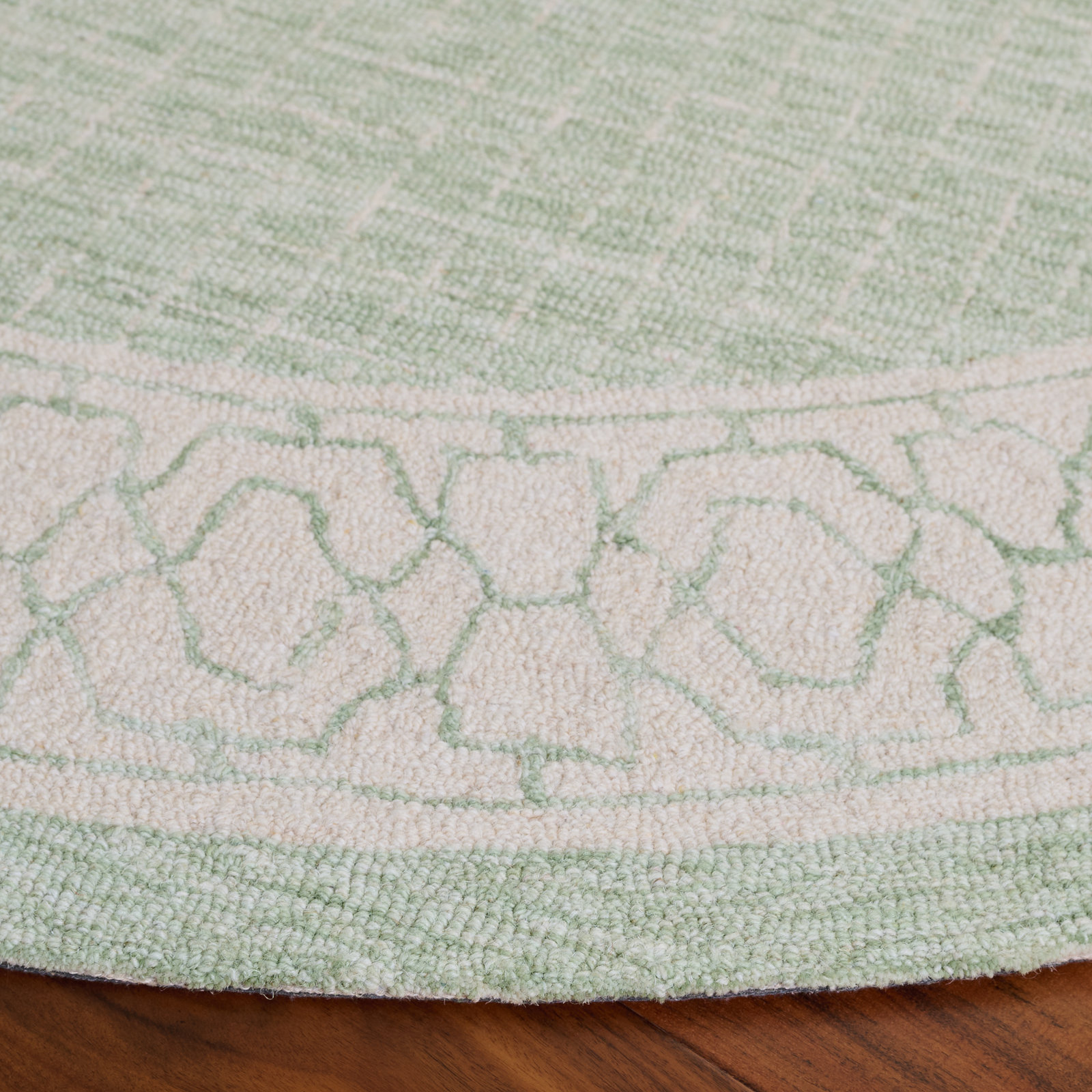 Hand-Tufted Geometric Wool Rug, Round 6'