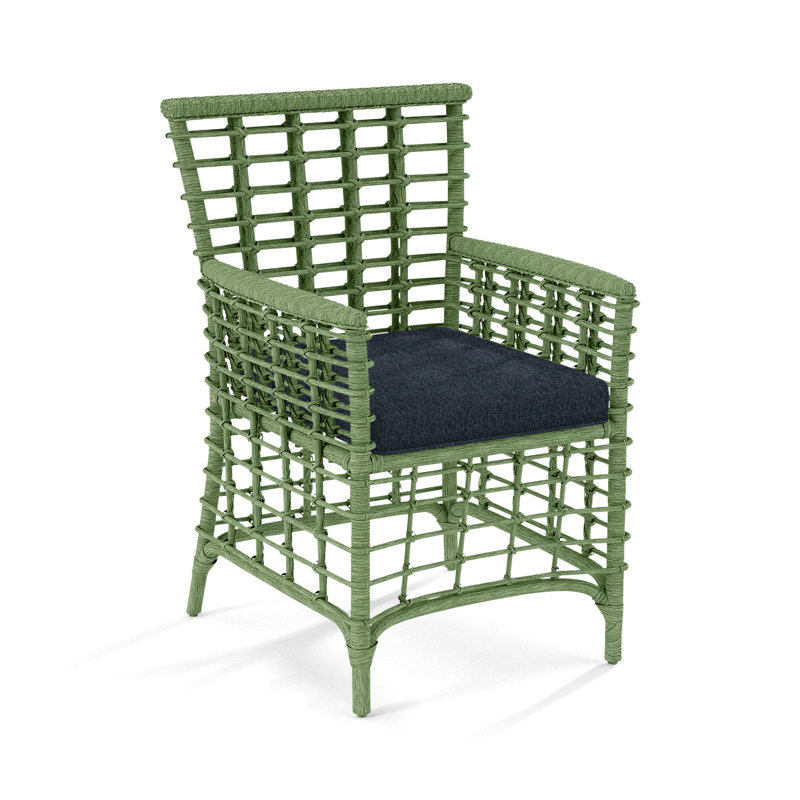Bridgehampton Arm Chair, Navy Crypton Performance, Celery