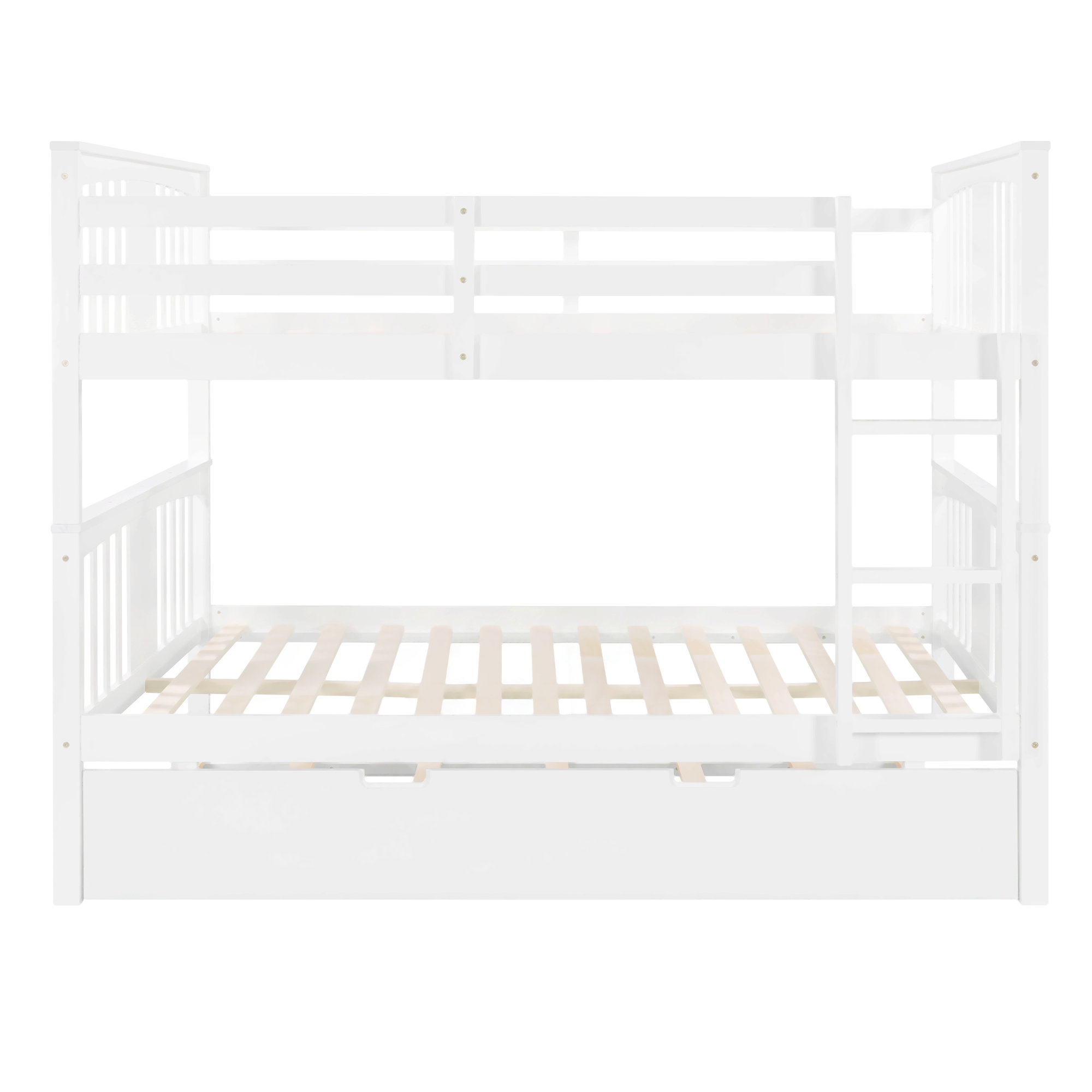 Harriet Bee Full Over Full Bunk Bed With Twin Size Trundle And Ladder ...