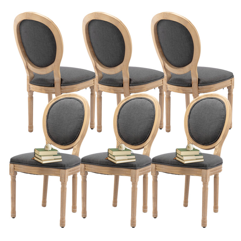 Chaises de salle à manger Moll, Gris, 6, Bois naturel