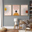 «Mid Modern Modern Boho», œuvre d'art rétro nordique, rouge et jaune éclatant, photos abstraites du salon au soleil, impression sur toile encadrée, 3 pièces-70252466-70252470