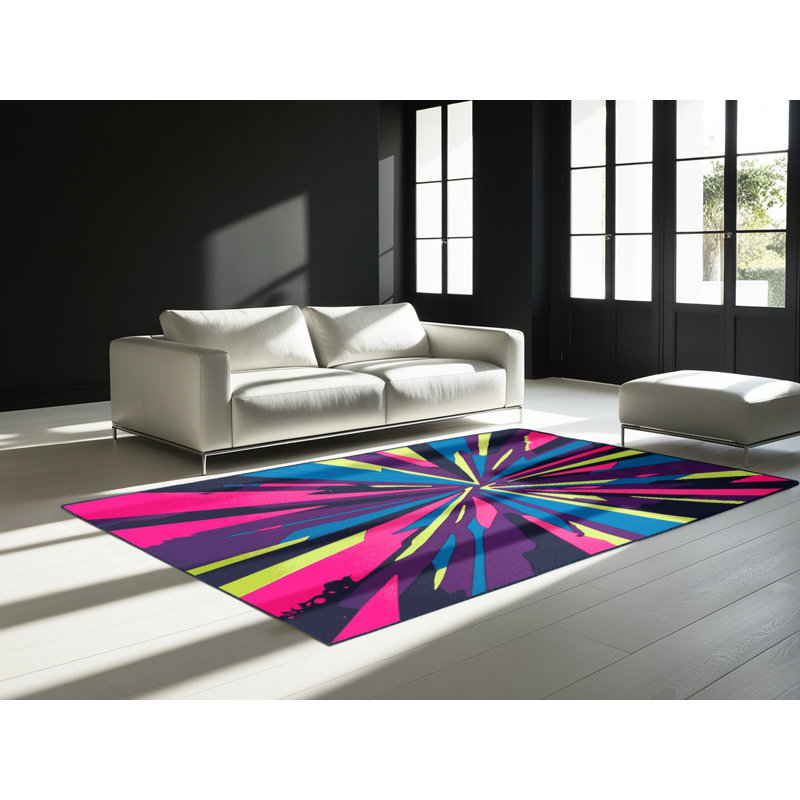 Neon Inferno Rug, Square 3'