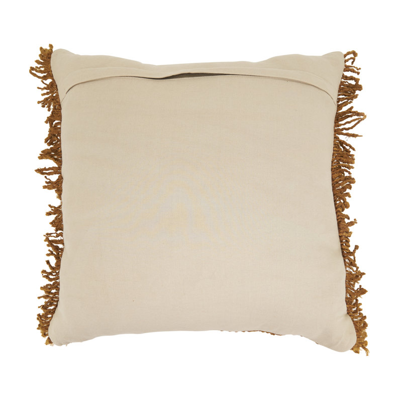 Coussin Fringe, Orange, Carré 20 po, Polyester