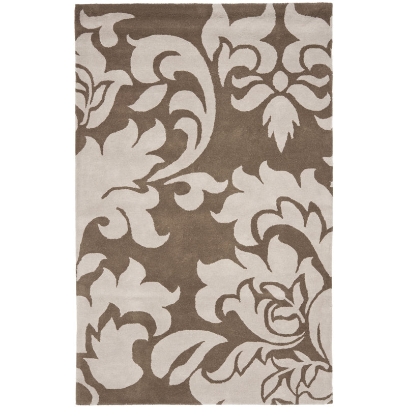 Tapis brun / gris en laine touffeté à la main Barcelona, Rectangle 4 pi x 6 pi