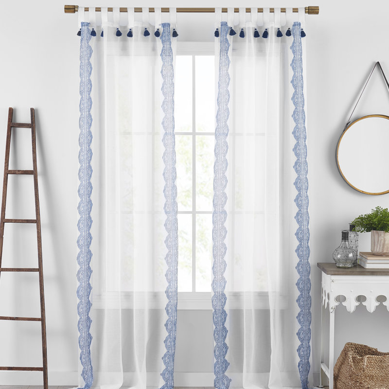 Panneau de rideau simple diaphane Axbridge, 52 po x 95 po, Indigo