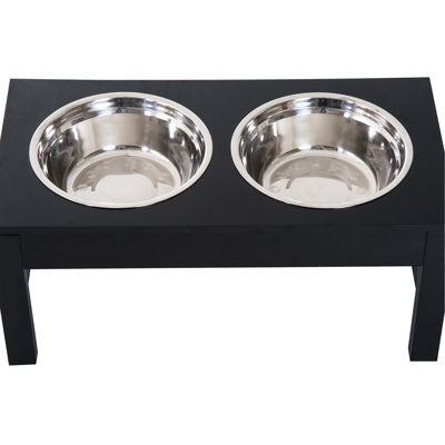 23" Black Elevated Dog Food Stand. Digestion Effectively. 2 Stainless Steel Bowls. . Charming Decoration. Non-Slip Base. Water Build Pet Container - Black. Facilitates Good Digestion. Designed.