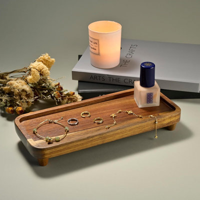 Plateau de salle de bain pour comptoir, plateau de meuble-lavabo, plateau distributeur de savon pour évier de cuisine, cuisine et décoration intérieure (acacia)