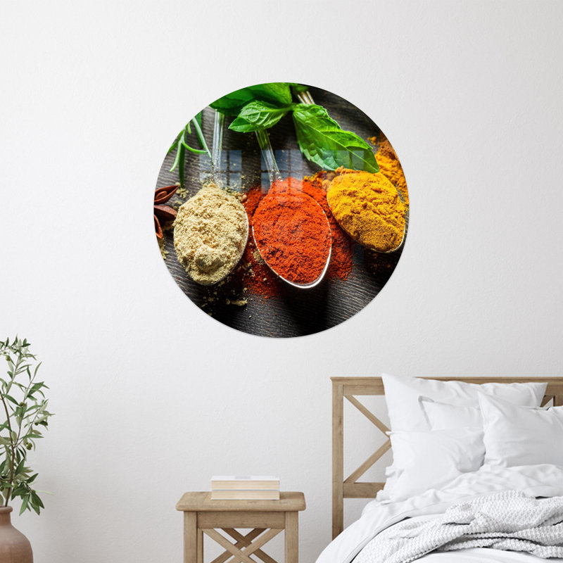 Art mural en verre personnalisé et tendance moderne avec des épices colorées parfaites pour la décoration et les cadeaux_Round