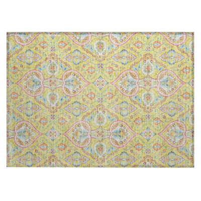 Machine Washable Indoor/Outdoor Husby ACN2207 Bohemian Rug