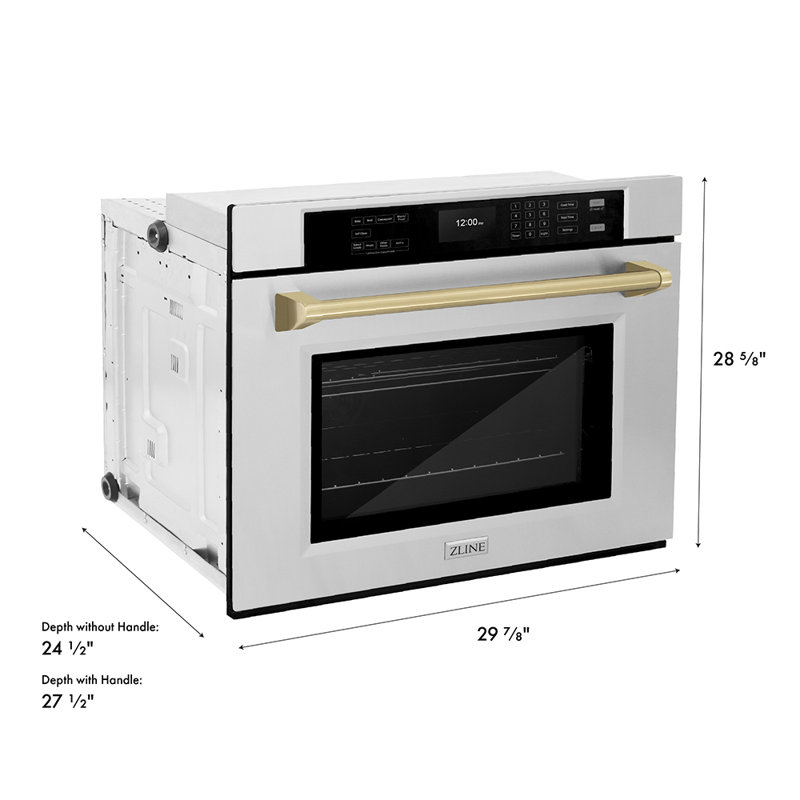 ZLINE 30 in. Autograph Wall Oven w/ Air Fry in Black Stainless Steel with Gold Handle, Champagne Bronze, Stainless Steel