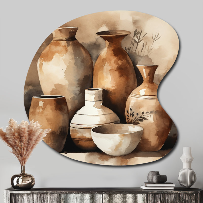 Audette - art mural en forme de poterie bohème unique, sculpture murale asymétrique en métal, H 33 po x l 33 po
