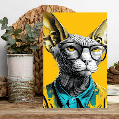 Dapper Sphynx Cat Modern Cat Wall Art
