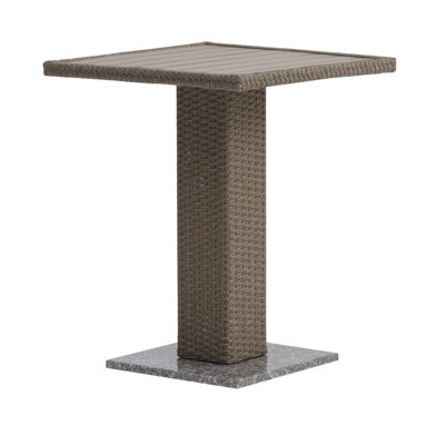 Table bistro Nia, base en marbre, structure en rotin PE brun, 27 pouces