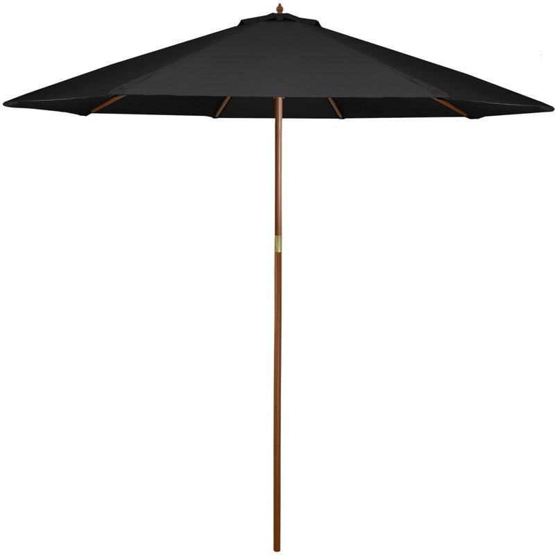 8.5ft Black Octagon Outdoor Umbrella with Wooden Pole