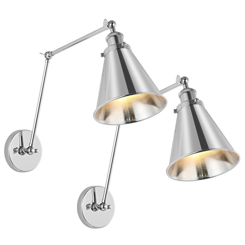 Bras articulé jaune à 2 lumières enfichables, Chrome