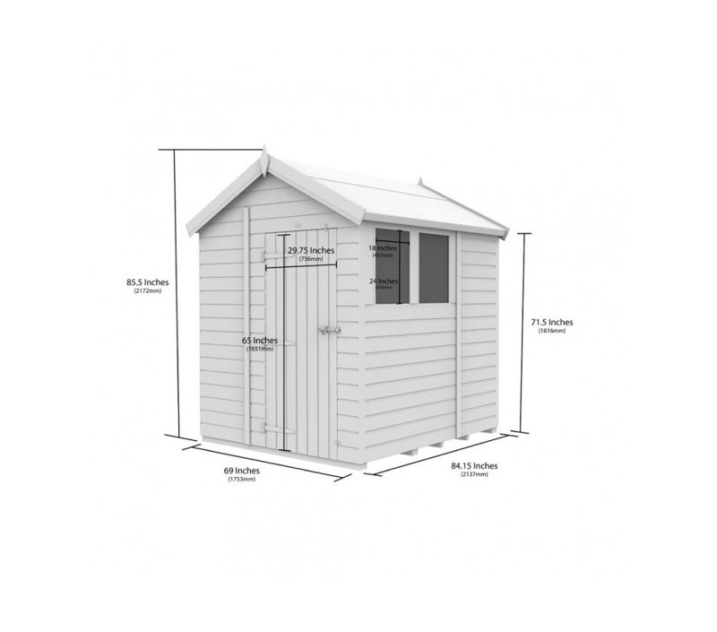 Total Sheds 6ft x 7ft Apex Garden Shed - Double Door - No Windows - Pressure Treated Timber - UK Manufactured